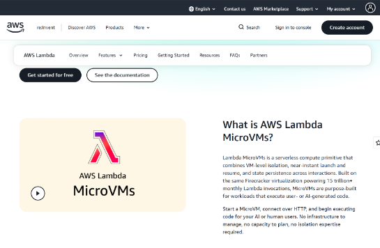 AWS Lambda MicroVMs登場。サーバレスの手軽さでステートフルかつ隔離された実行環境を提供